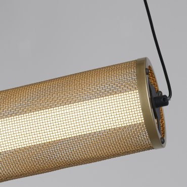 Searchlight Thread - hanglamp - 92 x 150 cm - 26W dimbare LED incl. - goud en mat zwart