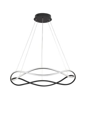 Nova Luce Jinal - hanglamp - Ø 80 x 120 cm - 57W dimbare LED incl. - zandzwart