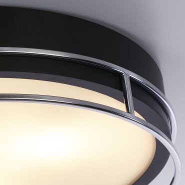 Searchlight Phoenix - plafondlamp - Ø 40 x 10 cm - IP44 - zwart en chroom