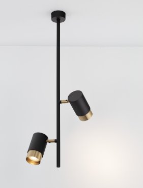 Nova Luce Pongo 2L - opbouwspot - Ø 5,9 x 62,2 cm - zwart en goud