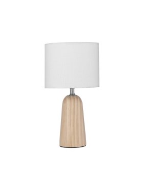 Nova Luce Oby - tafellamp - Ø 16 x 30 cm - wit en natuurlijk hout
