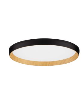 Nova Luce Vomos - plafondlamp - Ø 40 x 7 cm - 36W dimbare LED incl. - zandzwart en hout