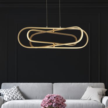 Searchlight Clip - hanglamp - 80 x 120 cm - 53W LED incl. - goud en opaal