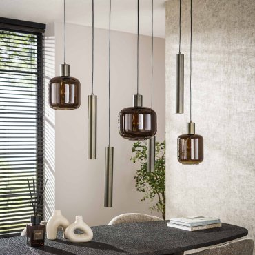 Vico Bronza - hanglamp - 105 x 35 x 150 cm - sienna bruin en brons