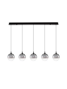 Nova Luce Orenda - hanglamp - 120 x 180 x 16 cm - 20W dimbare LED incl. - mat zwart en rokerig glas