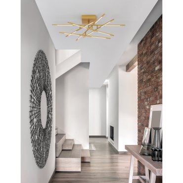 Nova Luce Raccio - plafondverlichting - 94,5 x 94,5 x 21 cm - 48W dimbare LED incl. - goud messing