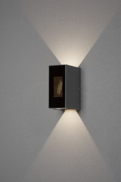Konstsmide Cremona - buiten wandlamp met 2 regelbare lichtbundels en vlameffect - 8 x 13,5 x 17 cm - 6W LED incl. - IP54 - antraciet