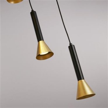 Searchlight Signal - hanglamp 5L - Ø 37 x 150 cm - zwart en goud