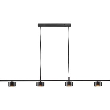 Nordlux Clyde - hanglamp - 115 x 8,5 x 209,3 cm - 3 stappen dimmer - 4 x 5W LED incl. - zwart