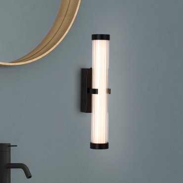 Searchlight Clamp - opbouw wandlamp - 7 x 33 cm - 11W dimbare LED incl. - IP44 - zwart en opaal