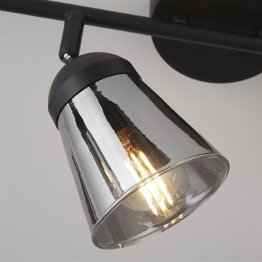 Searchlight Mega - opbouwspot 4L - 83 x 24 x 14 cm - zwart en gerookt glas
