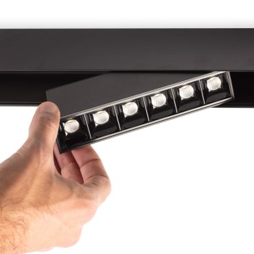 Faro Neso Point-6 - armatuur voor magnetische rail - 16,4 x 1,3 x 2,2 cm - 8W LED incl. - 34° lichtbundel - zwart