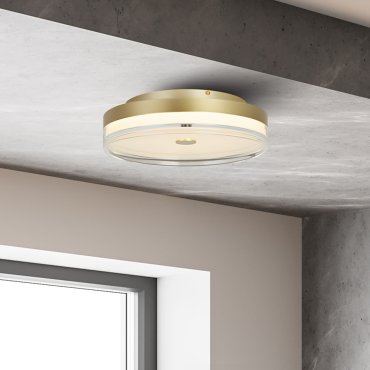 Searchlight Cyprus - plafondlamp - Ø 40 x 11 cm - 29W dimbare LED incl. - goud en transparant