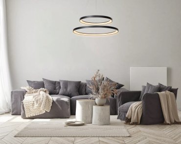 Lucide Vidal - hanglamp - Ø 78 x 200 cm - 92W LED incl. - zwart