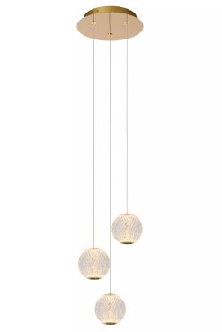 Lucide Cintra - hanglamp - 11 x 25 x 150 cm - 3 x 4,7W LED incl. - transparant en goud