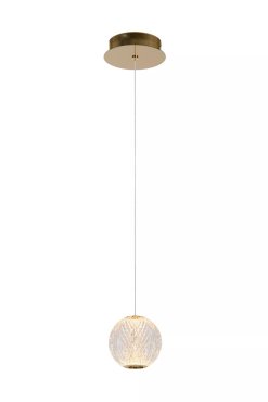 Lucide Cintra - hanglamp - Ø 14 cm x 150 cm - 5,7W LED incl. - transparant en goud