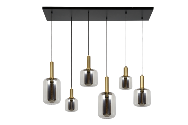 Lucide Joanet - Hanglamp 6L - 130 x 30 x 190 cm - Fumé