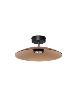 Nova Luce Polifemo - plafondlamp - Ø 40 x 16 cm - 12W LED incl. - mocabruin glas en zandzwart