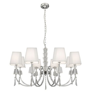 Searchlight Portico - luster - Ø 69 x 96 cm - chroom en wit