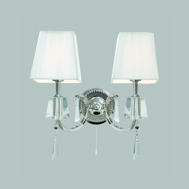 Searchlight Portico - wandverlichting met trekschakelaar - 30 x 23 cm - chroom en wit