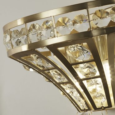 Searchlight Gemma - wandlamp - 25 x 24 cm - satijn messing en transparant