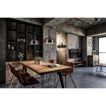 Artdelight Mendoza - hanglamp - Ø 37,5 x 176 cm - brons en zwart