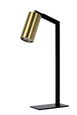 Lucide Sybil - tafellamp - 26,5 x 8,5 x 43 cm - zwart &amp; mat goud/messing