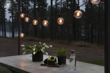 Konstsmide - decoratieve lichtsnoer met dimfunctie - verlengset - 9,15 meter lengte plus 8,5 meter snoer - 10 vervangbare LED-lampen incl. - 7W - IP44 - zwart