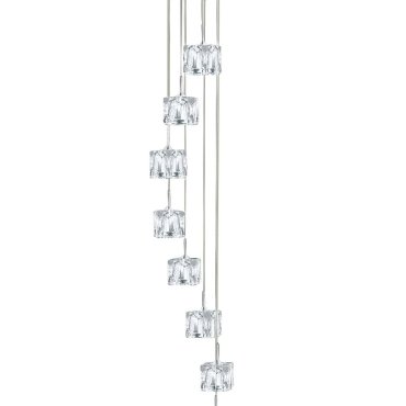 Searchlight Ice Cube - hanglamp - Ø 20 x 116 cm - 8 x 5W dimbare LED incl. - chroom