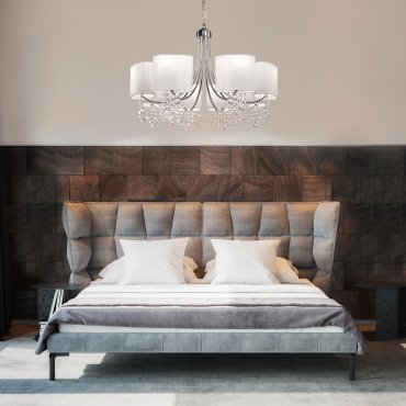 Searchlight Nina - luster - Ø 75 x 106 cm - chroom en wit