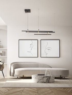 Nova Luce Pace - hanglamp - 102 x 204 x 80 cm - 83W dimbare LED incl. - zandzwart