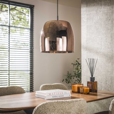 Vico Drift Glass - hanglamp - Ø 35 x 150 cm - koper