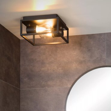 Lucide Carlyn - plafondverlichting - 25 x 25 x 12,6 cm - IP54 - zwart