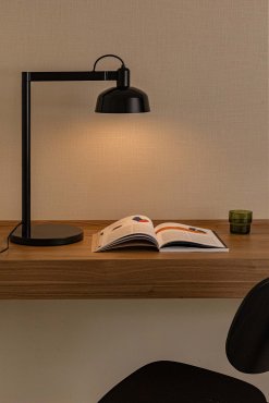 Faro Tatawin - tafellamp - 25 x 45,4 x 57,5 cm - satijnzwart en glanszwart