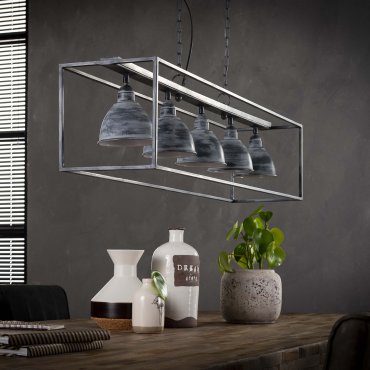 SHOWROOMMODEL - Vico Iron Rectangle - hanglamp - 125 x 25 x 130 cm - grijs