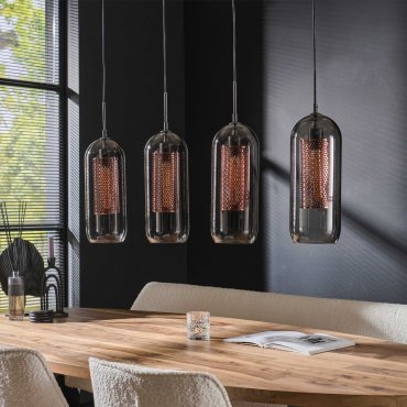 Vico Lantern 4L - hanglamp - 105 x 9 x 150 cm - artic zwart