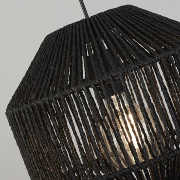Searchlight Wicker - hanglamp 3L - 130 x 30 x 130 cm - mat zwart