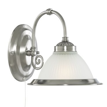 Searchlight American Diner - wandverlichting met trekschakelaar - 18 x 21 cm - satijn zilver