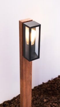 Lichtkoning Padoek Dukan - tuinpaal - 13,4 x 8,8 x 90 cm + 40 cm voet - IP65 - zwart en padoek