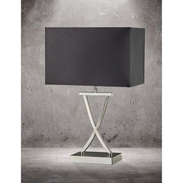 Searchlight Club - tafellamp - 31 x 20 x 48,5 cm - satijn zilver en zwart