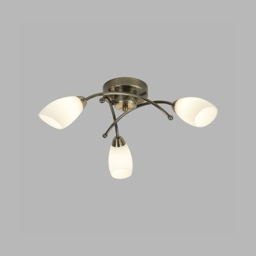 Searchlight Opera - plafondverlichting - Ø 50 x 15 cm - antiek messing en opaal