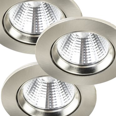 Nordlux Fremont - set van 3 - Ø 85 mm, Ø 72 mm inbouwmaat - 5,5W dimbare LED incl. - IP23 - geborsteld staal