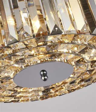 Searchlight Iris - plafond/hanglamp - Ø 35 x 136 cm - chroom en amber