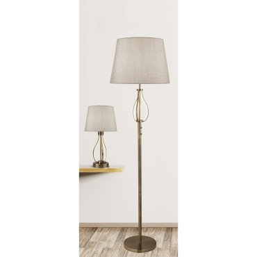 Searchlight Vegas - staanlamp - Ø 39 x 152 cm - 6W LED incl. - wit en antiek messing
