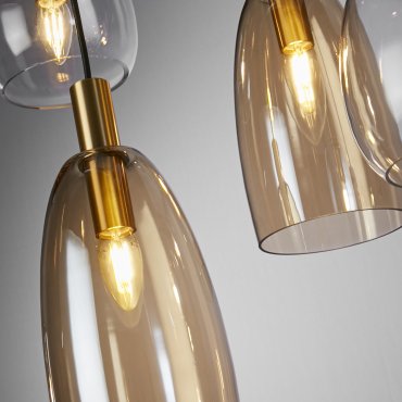 Searchlight Divine - hanglamp - 120 x 35 x 140 cm - mat zwart en gekleurd glas