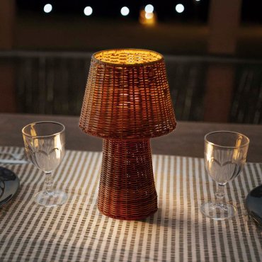 New Garden Lola 40 - tafellamp - Ø 15 x 38 cm - IP54 - rotan