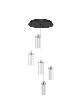Nova Luce Lune - hanglamp - Ø 38 x 190 cm - 38W dimbare LED incl. - zandzwart en chroom