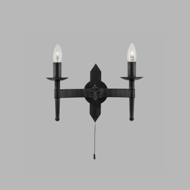 Searchlight Cartwheel - wandverlichting met trekschakelaar - 34 x 21,5 cm - zwart