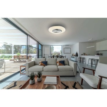 ONE Light Plafo - plafondverlichting met ventilator en afstandsbediening - Ø 60 x 15 cm - 30W LED incl. - wit