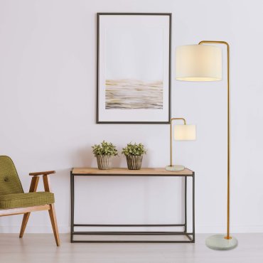 Searchlight Gallow - staanlamp - 155 cm - goud en opaal wit